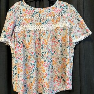 Floral Lace Trim Women's Top